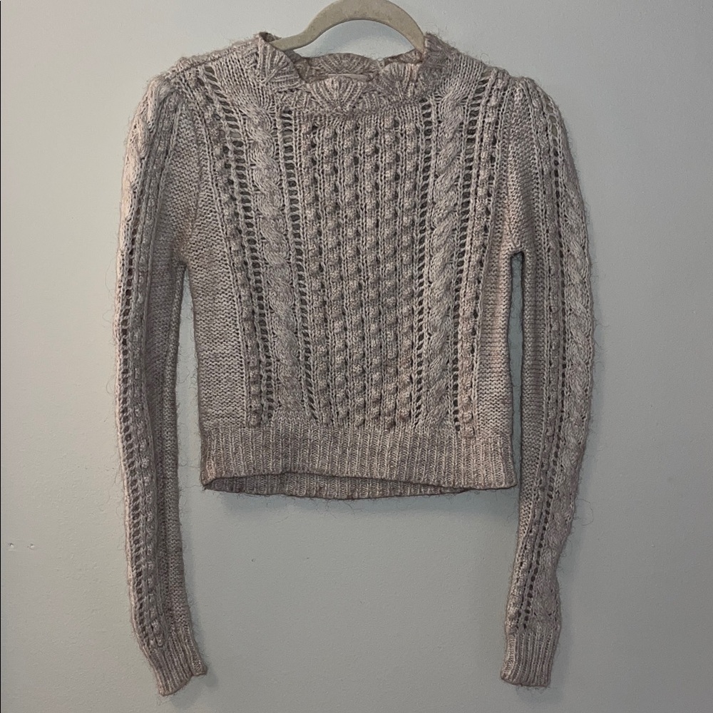 Wilfred Cable-Style Crewneck Cropped Sweater S